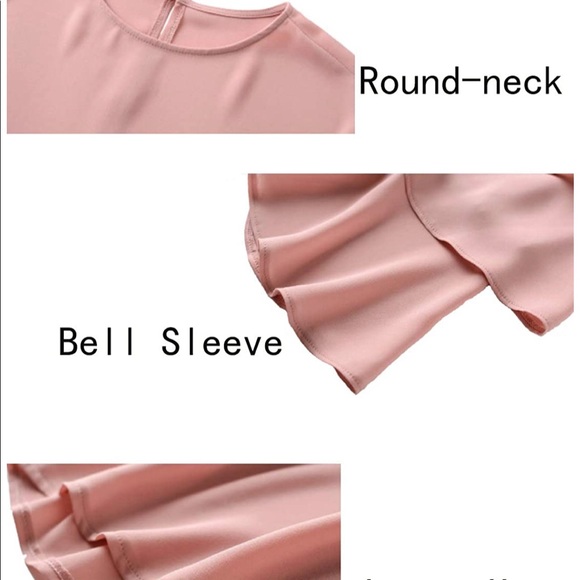 Bell Sleeve Tops with Long Sleeve Chiffon Blouses Size Medium - Picture 6 of 6